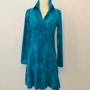 Tehama Women's Long Sleeve 1/4 Zip Paisley Print Activewear Dress Size Large EUC